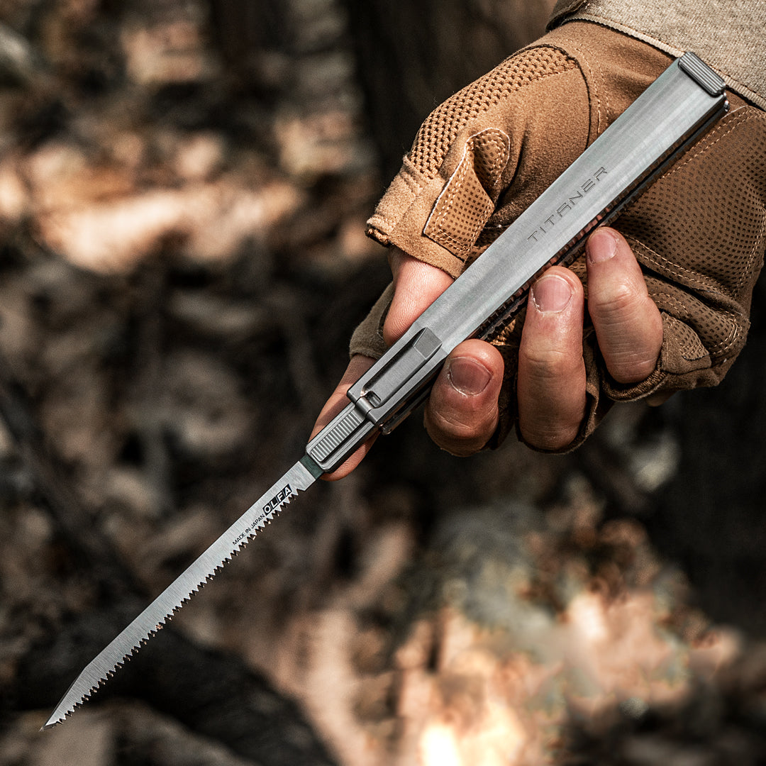 Skull Engraved Titanium Folding Saw