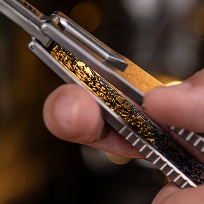 Skull Engraved Titanium Folding Saw