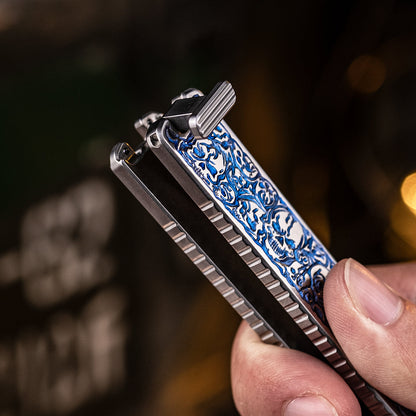 Skull Engraved Titanium Folding Saw