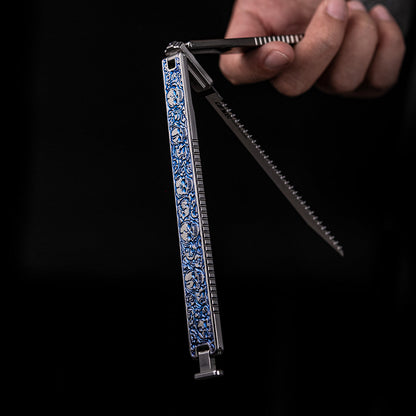 Skull Engraved Titanium Folding Saw