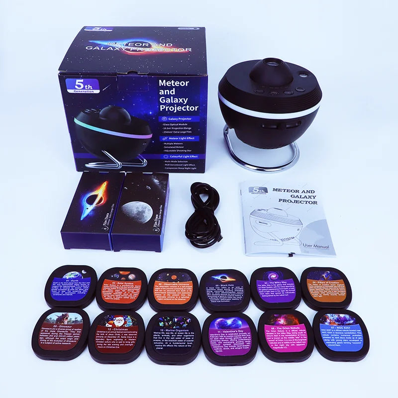 Newest Meteor 13 in 1 Ultra Clear Galaxy Projector Ultra Clear Night Light Lamp Rotary Space Ball Planetarium Projector Lights