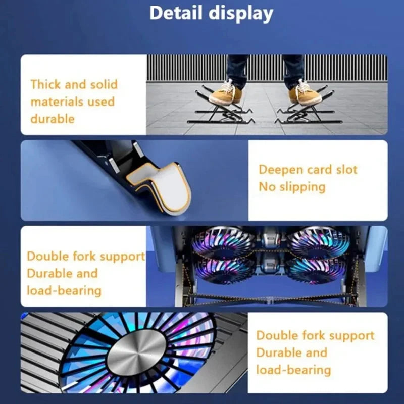 Adjustable Laptop Cooling Stand with 4 Quiet Fans