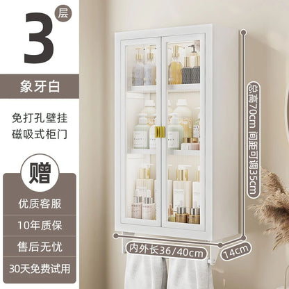 No Drill Bathroom Shelf Organizer Adhesive 3-Tier Over-Toilet Rack Waterproof Shower Caddy&Cosmetic Vanity Storage- Space Saving