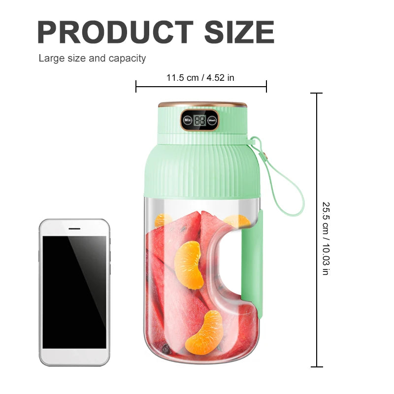 Portable Blender 1000ML – USB Rechargeable Mini Juicer for Smoothies &amp; Shakes