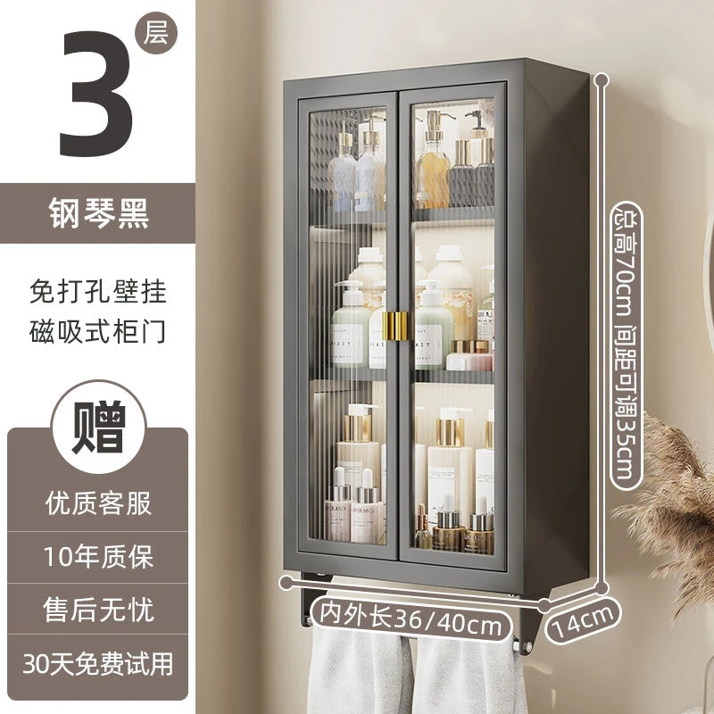 No Drill Bathroom Shelf Organizer Adhesive 3-Tier Over-Toilet Rack Waterproof Shower Caddy&Cosmetic Vanity Storage- Space Saving