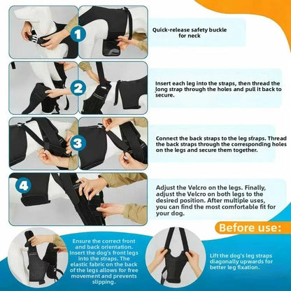 Adjustable Dog Knee Brace Breathable Comfortable Fit Elbow Protection Cover with 4 Stabilizers Black Pet Leg Support