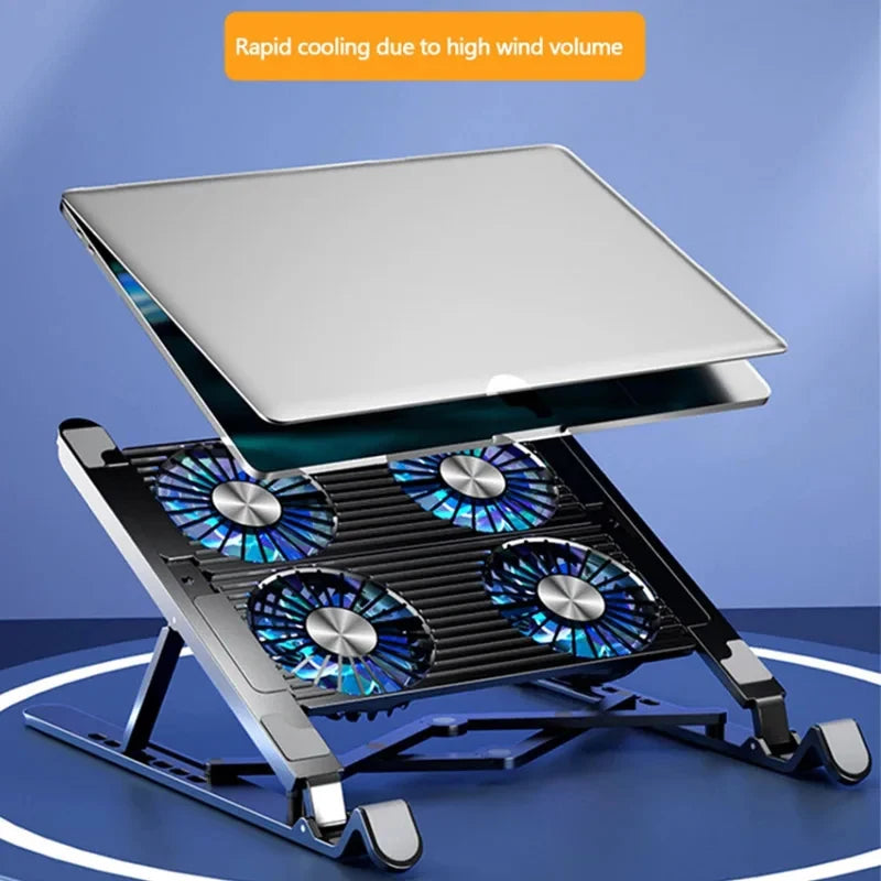 Adjustable Laptop Cooling Stand with 4 Quiet Fans