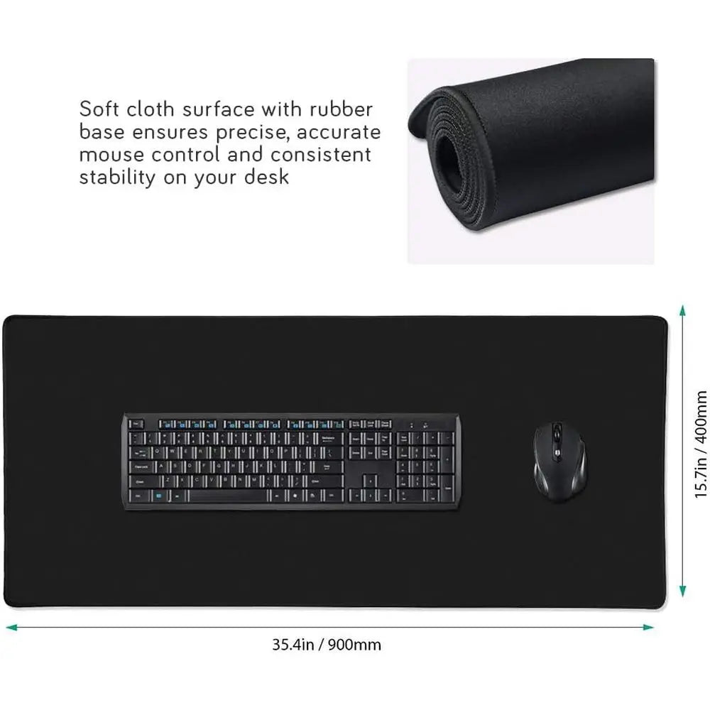 Large 35.4x15.7 Inch Gaming Mouse Pad with 0.12 Inch Thickness, Black