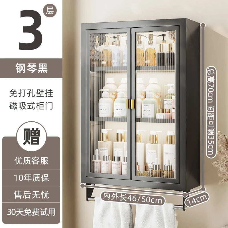 No Drill Bathroom Shelf Organizer Adhesive 3-Tier Over-Toilet Rack Waterproof Shower Caddy&Cosmetic Vanity Storage- Space Saving