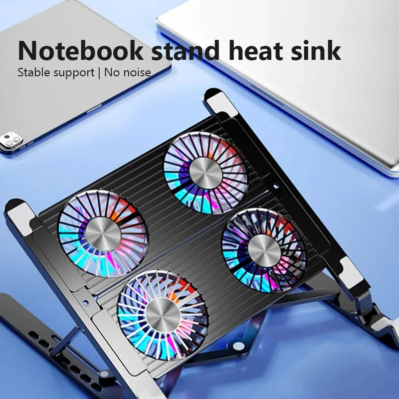 Adjustable Laptop Cooling Stand with 4 Quiet Fans