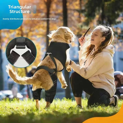 Adjustable Dog Knee Brace Breathable Comfortable Fit Elbow Protection Cover with 4 Stabilizers Black Pet Leg Support