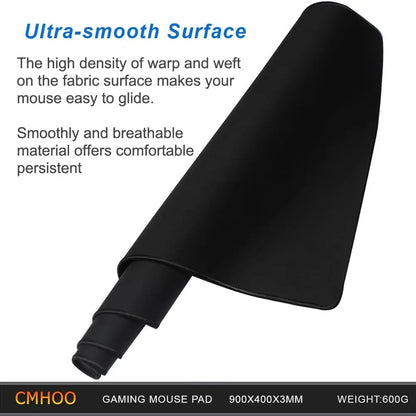 Large 35.4x15.7 Inch Gaming Mouse Pad with 0.12 Inch Thickness, Black